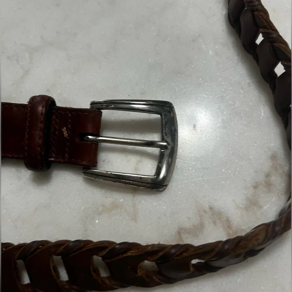 Billy Belts Brown Leather Woven Men’s Belt Size 36 Vintage